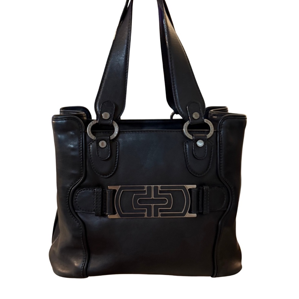 BVLGARI Black Leather Tote Bag